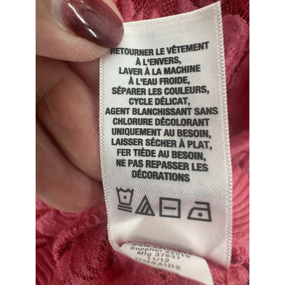 Aeropostle Pink Lace Top Shirt Blouse Sz L Long Sleeve Scoop Neck Y2K S1034‎ - Picture 10 of 10